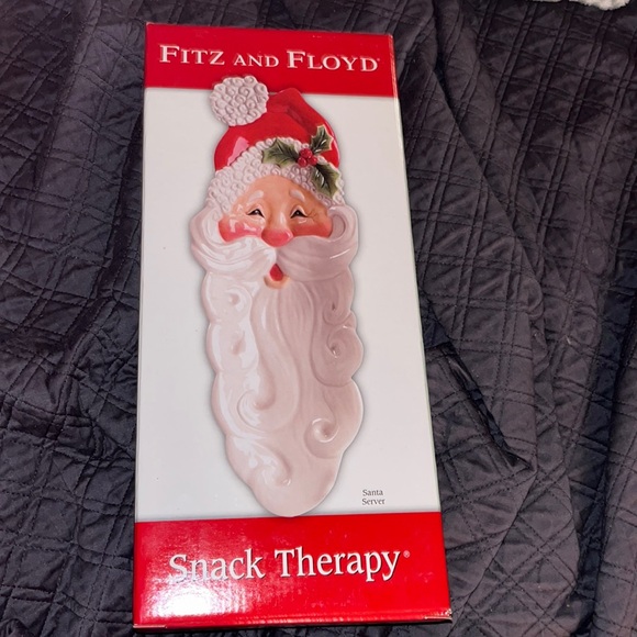 Fitz & Floyd - Santa Server Snack Therapy 13"  Holiday Tray NIB - Picture 2 of 12